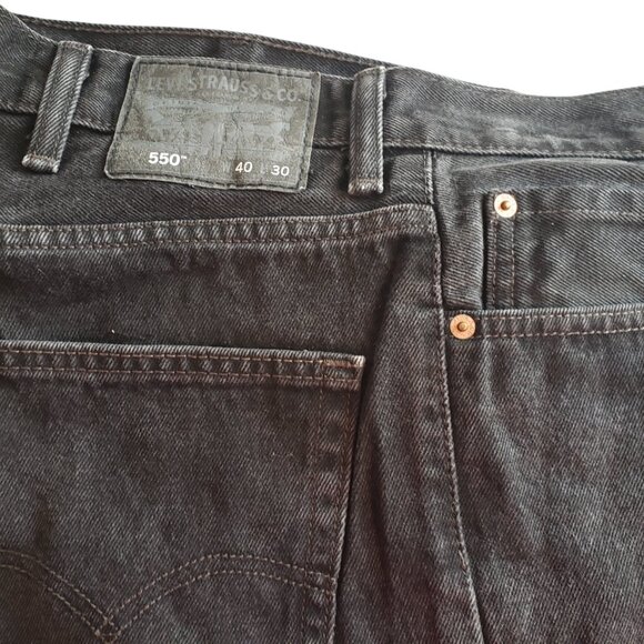 Levi's Black 550 Relaxed Silver Tab? Denim Jeans 100% Cotton 40x30 Levi Strauss - Picture 3 of 4